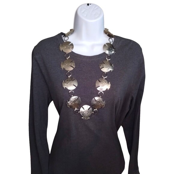 Ornamental Thunderbird Large Silvertone Southwest Style Necklace or Belt 31" - Picture 2 of 8